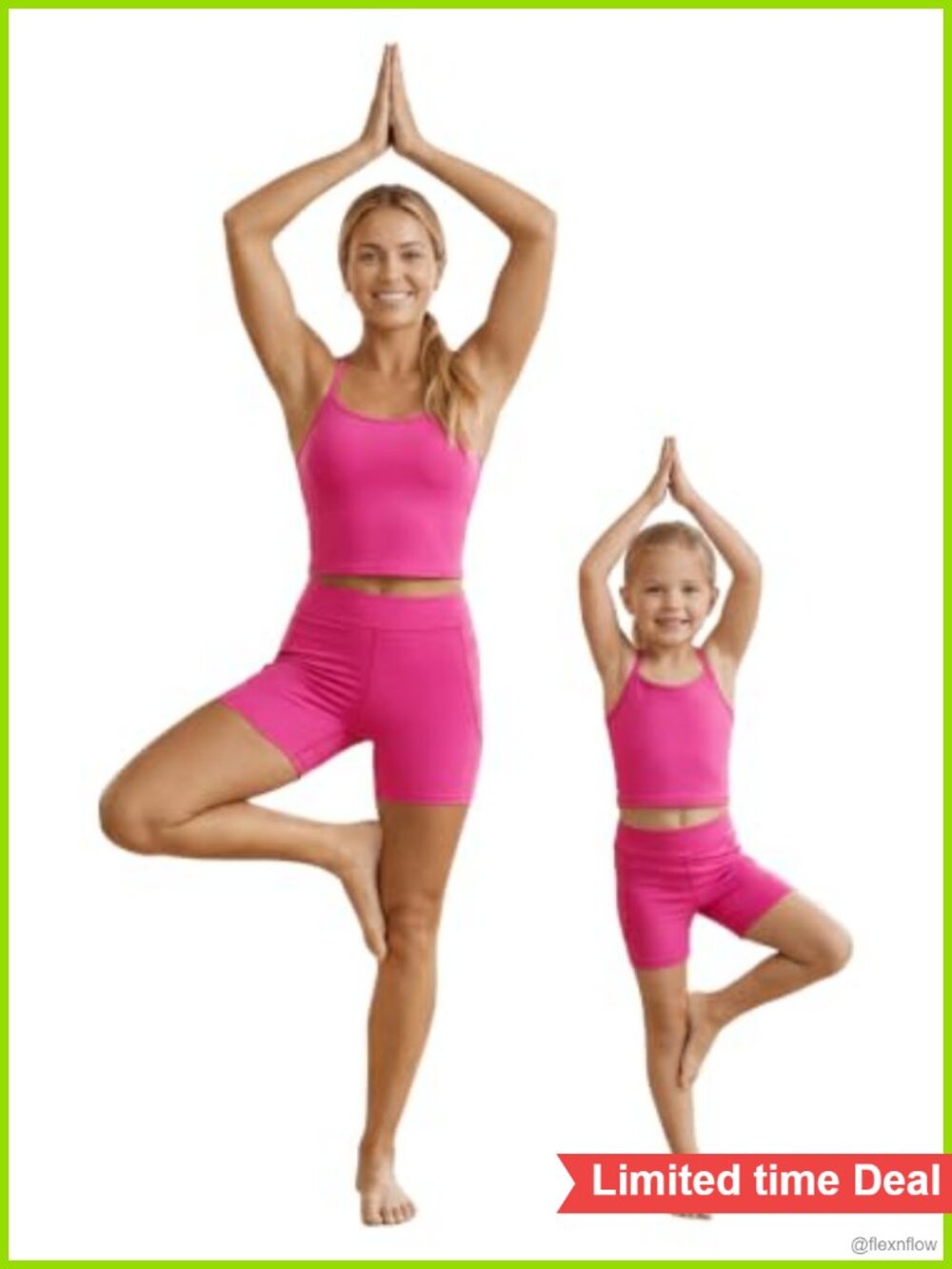 Womens Girls Yoga Workout Set Crop Top Biker Shorts Activewear